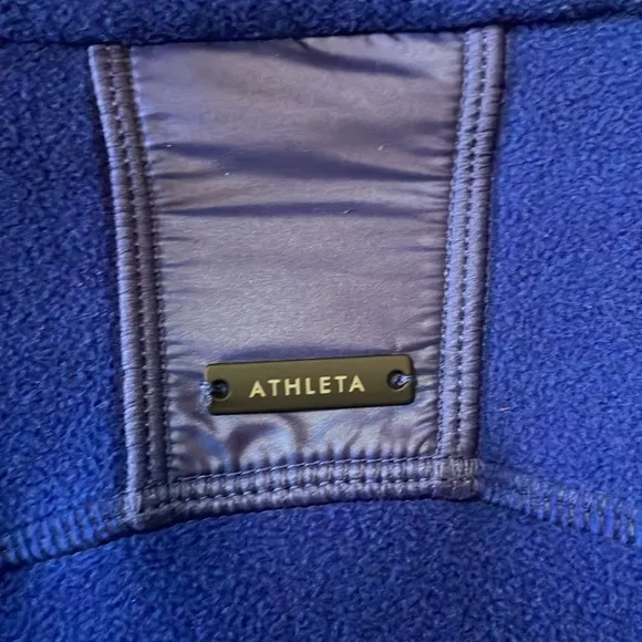 ATHLETA Power Peak Double Zip Jacket Blue Fleece HoodieDouble Zipper Size M.