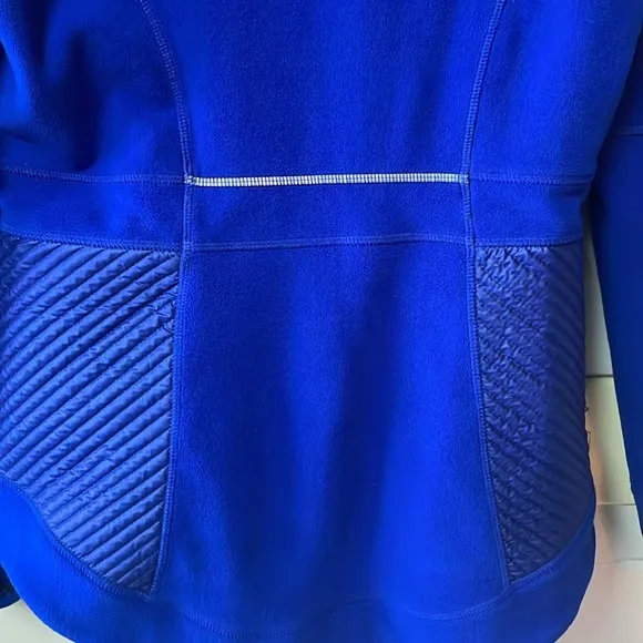 ATHLETA Power Peak Double Zip Jacket Blue Fleece HoodieDouble Zipper Size M.