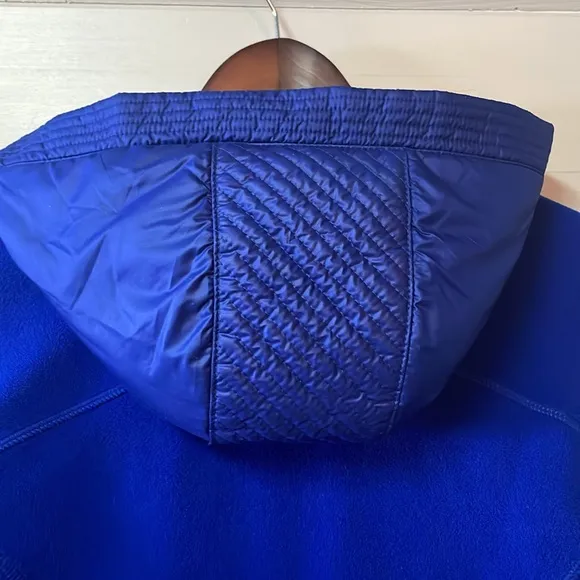 ATHLETA Power Peak Double Zip Jacket Blue Fleece HoodieDouble Zipper Size M.
