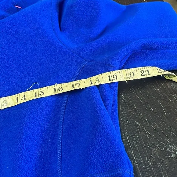 ATHLETA Power Peak Double Zip Jacket Blue Fleece HoodieDouble Zipper Size M.