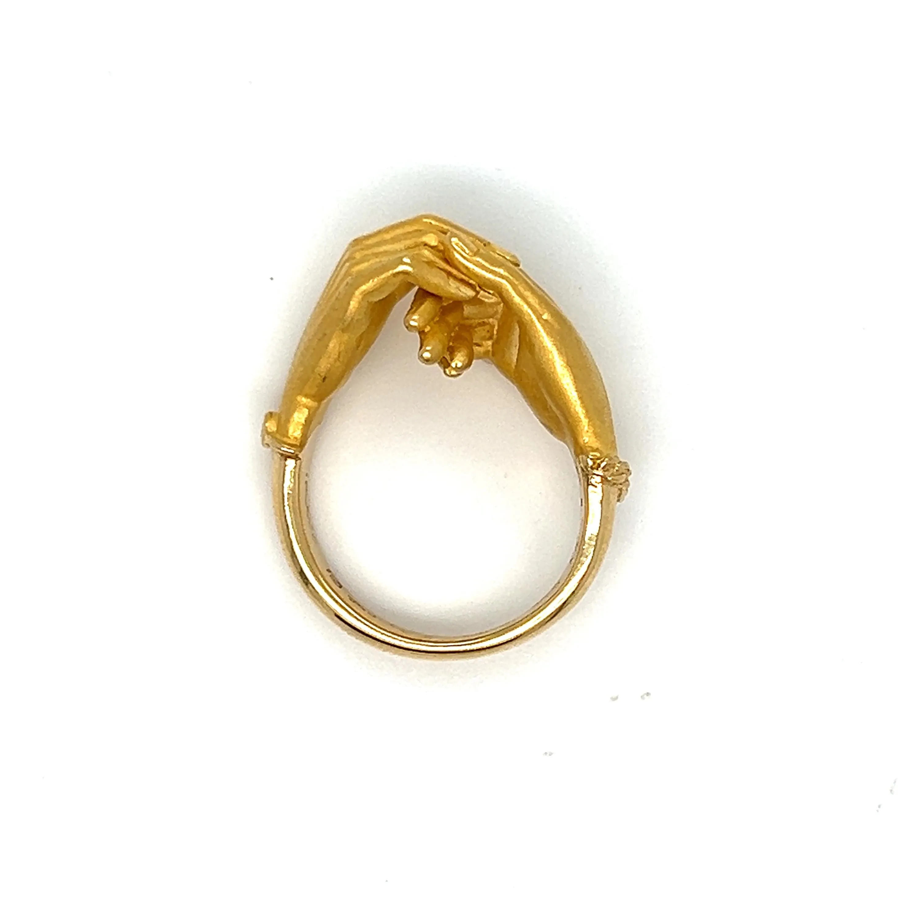 Authentic Vintage Carrera y Carrera Diamond &#39;Hands&#39; Ring in 18K Yellow Gold with Diamond accent.