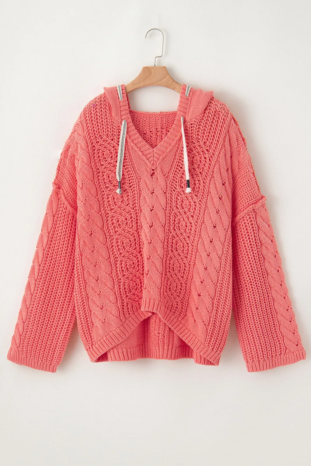 Axl V Neck Contrast Drawstring Hoodie Sweater