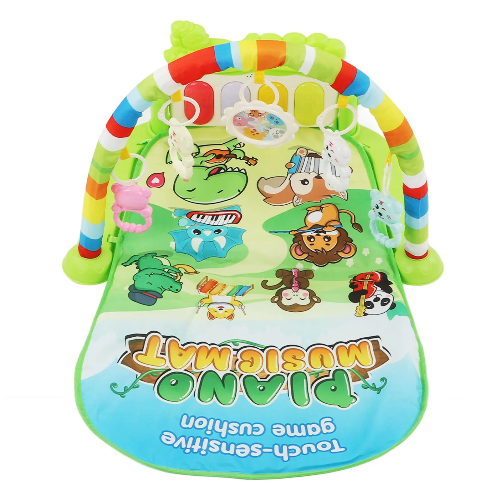 Baby Gym Activity Mat Kick Play Piano with Musical Toys Sound Light Educational Gym Play Mat Green