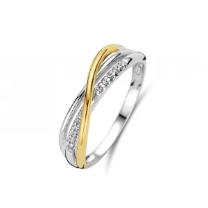 Bague avec motif - Or Jaune et Blanc, Diamants (GR4778BB)