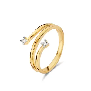 Bague ouverte - Or Jaune et Blanc, Diamants (064383/A)