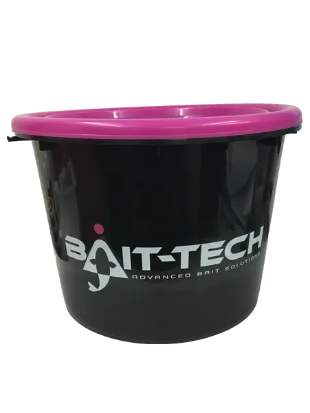 BAIT-TECH Groundbait Bucket & Lid - Black/Pink