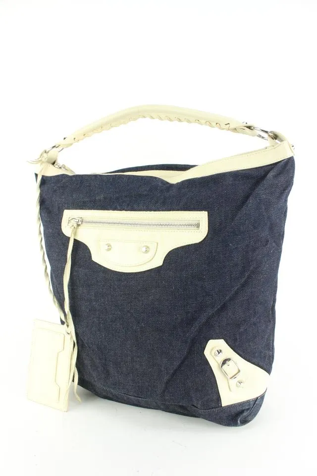 Balenciaga Denim Classic Hardware Day Hobo Black 89ba52s