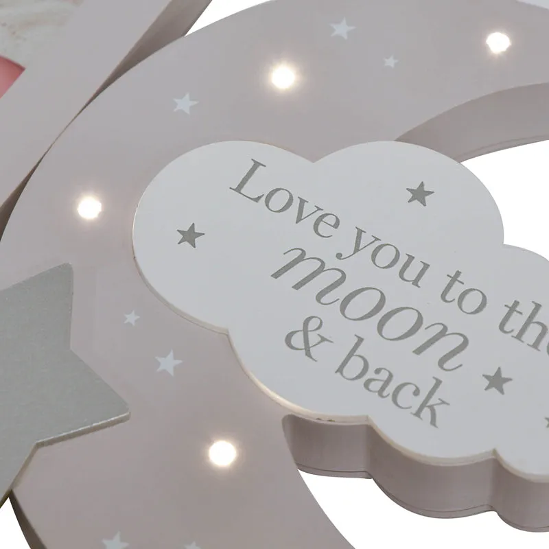 Bambino Light Up Moon Mantel Plaque Frame 28cm