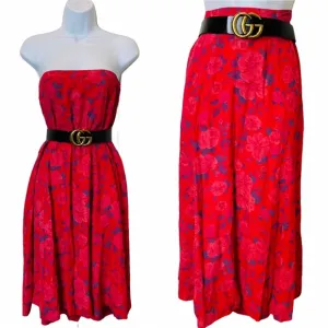 Beautiful Vintage Pink &amp; Blue Floral A Line Skirt