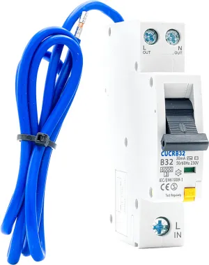 BG CUCRB32 32A SP 1 Module B Curve 6kA 30mA Type AC Compact RCBO