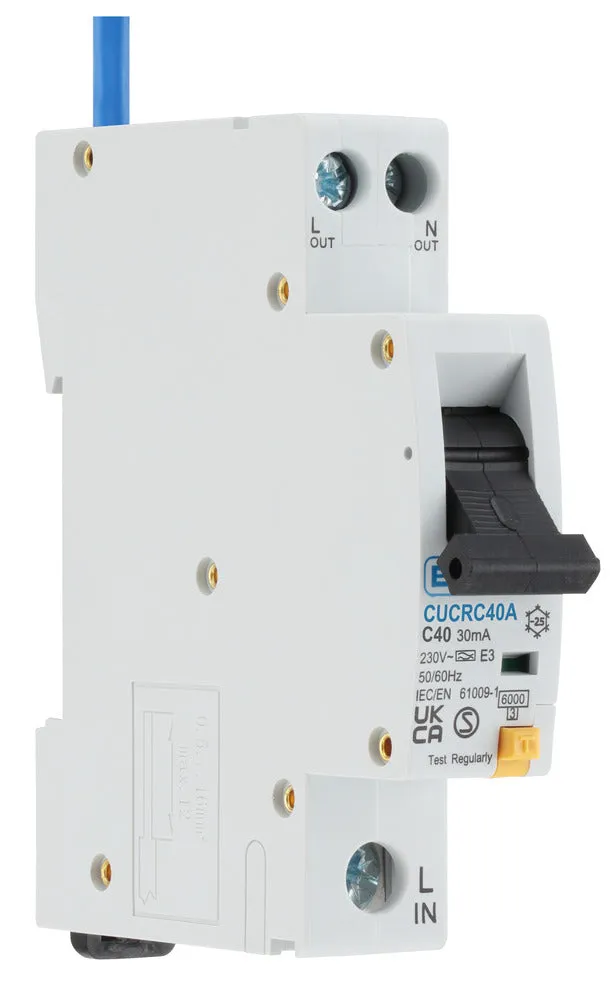 BG CUCRC40A 40A SP 1 Module C Curve 6kA 30mA Type A Compact RCBO