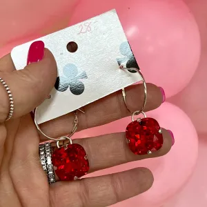 Big Bling Earrings - Red