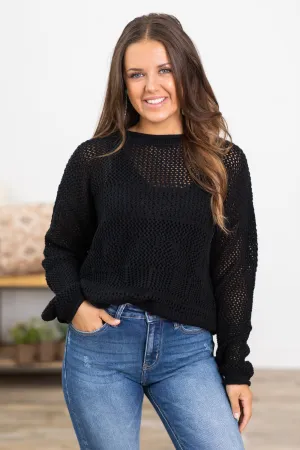 Black Fishnet Lightweight Sweater