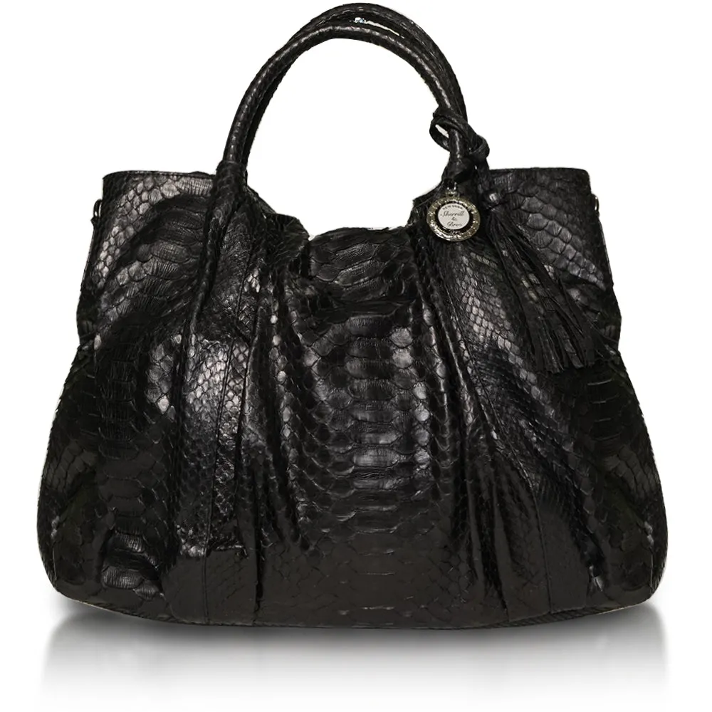 Black Genuine Python Hobo "Milyn"