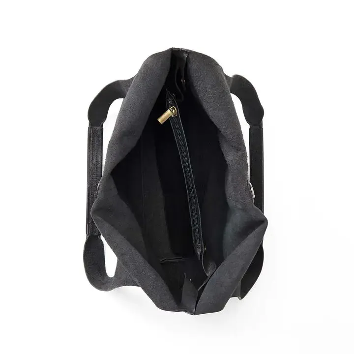 Black large leather slouch hobo