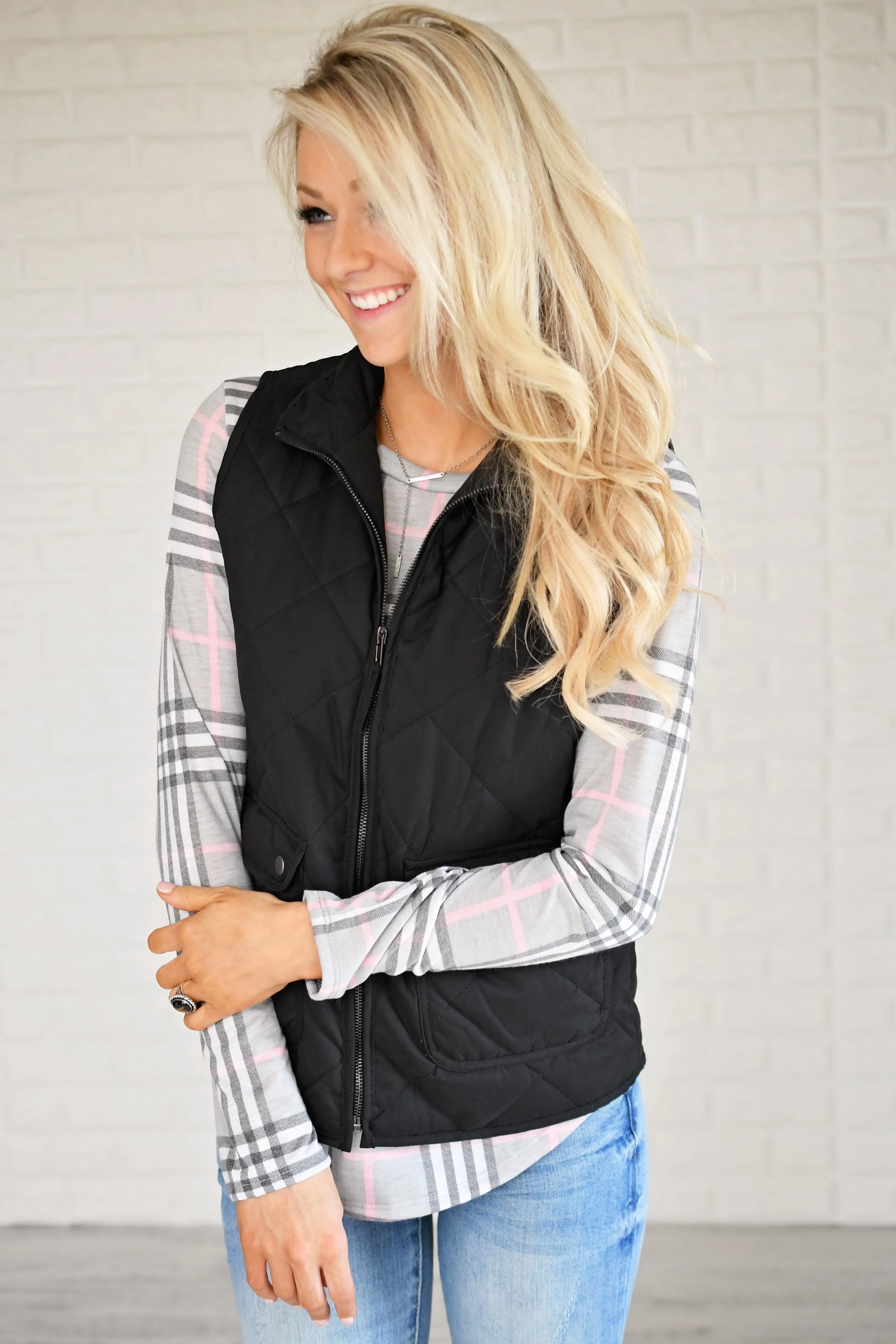 Black Quilted Vest