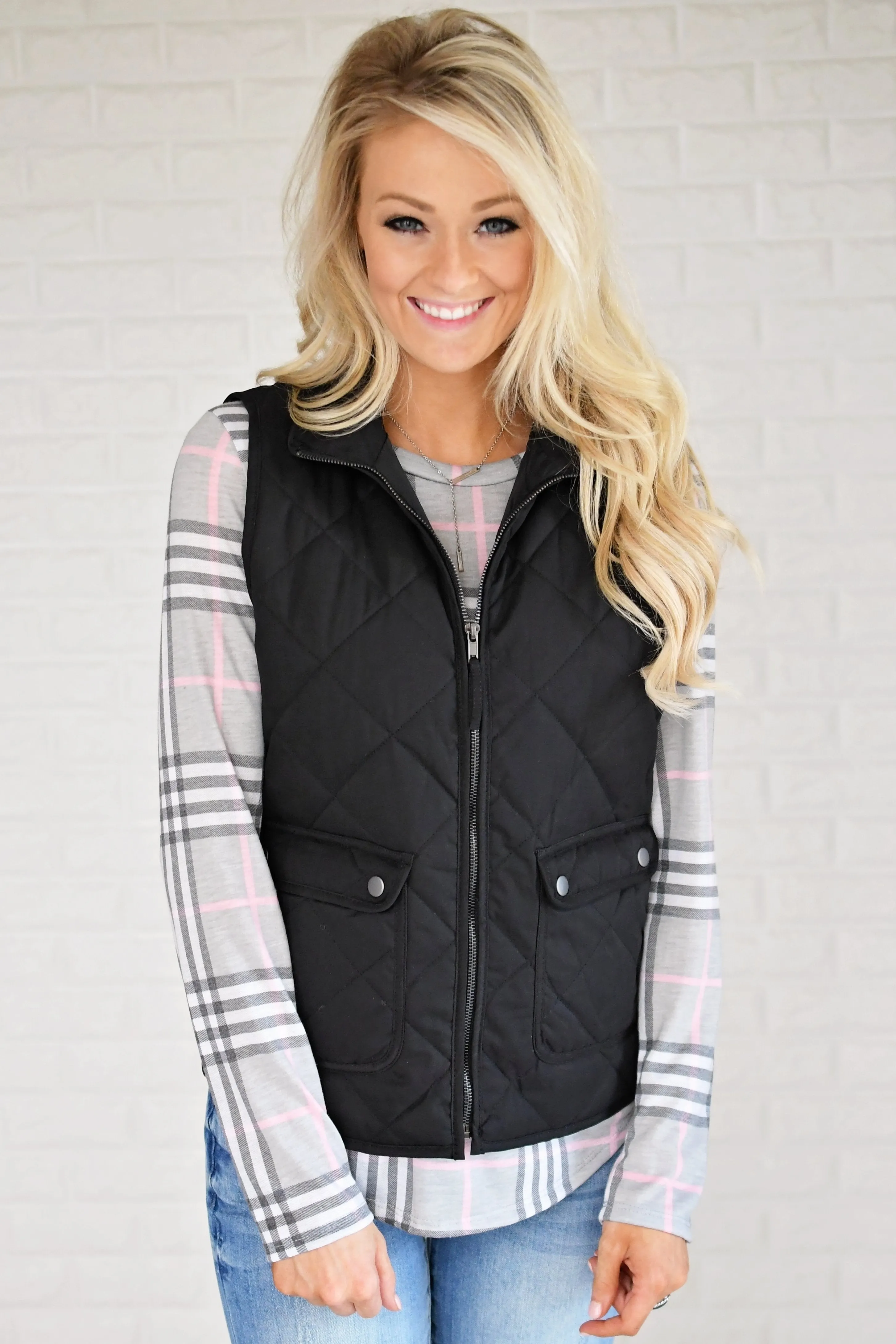 Black Quilted Vest
