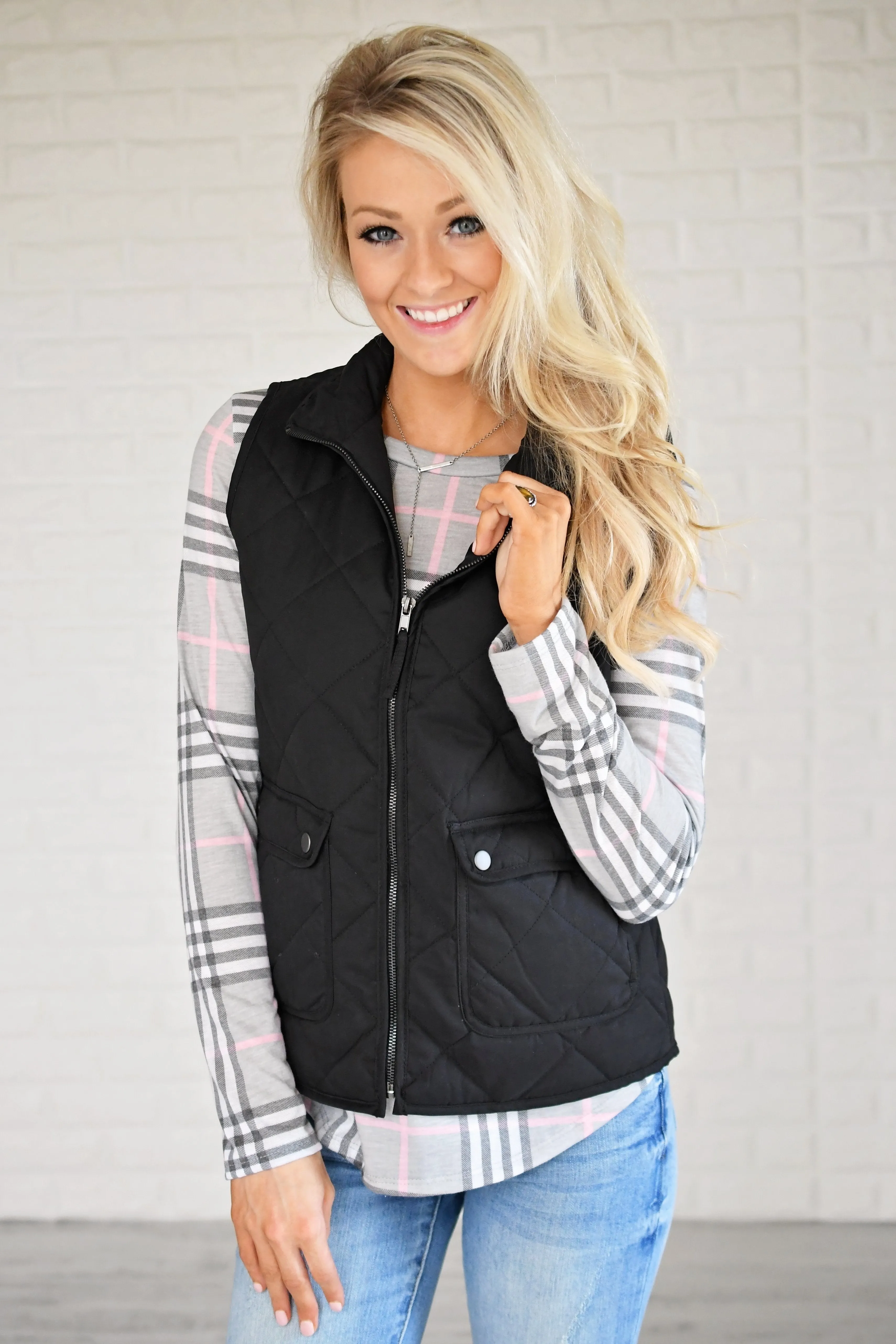 Black Quilted Vest