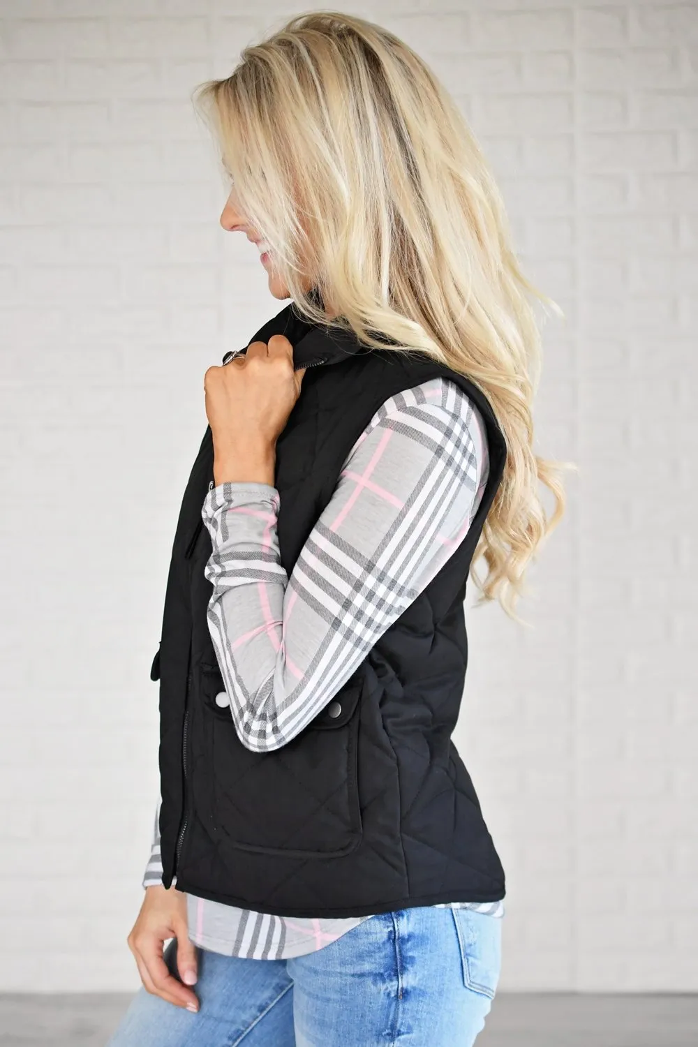 Black Quilted Vest