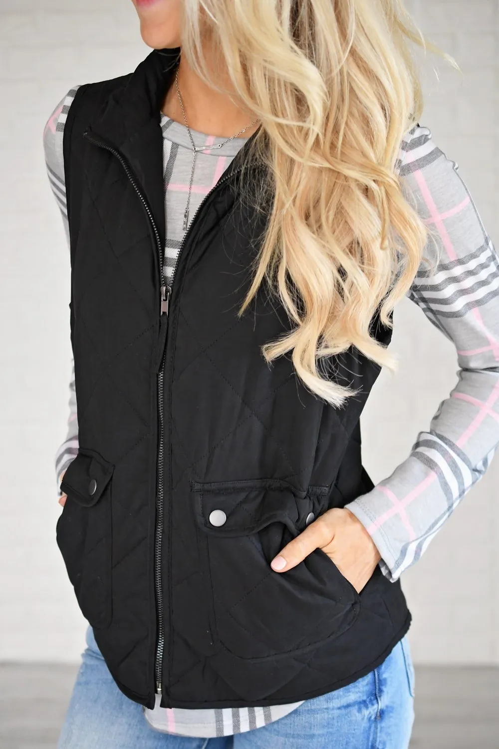 Black Quilted Vest