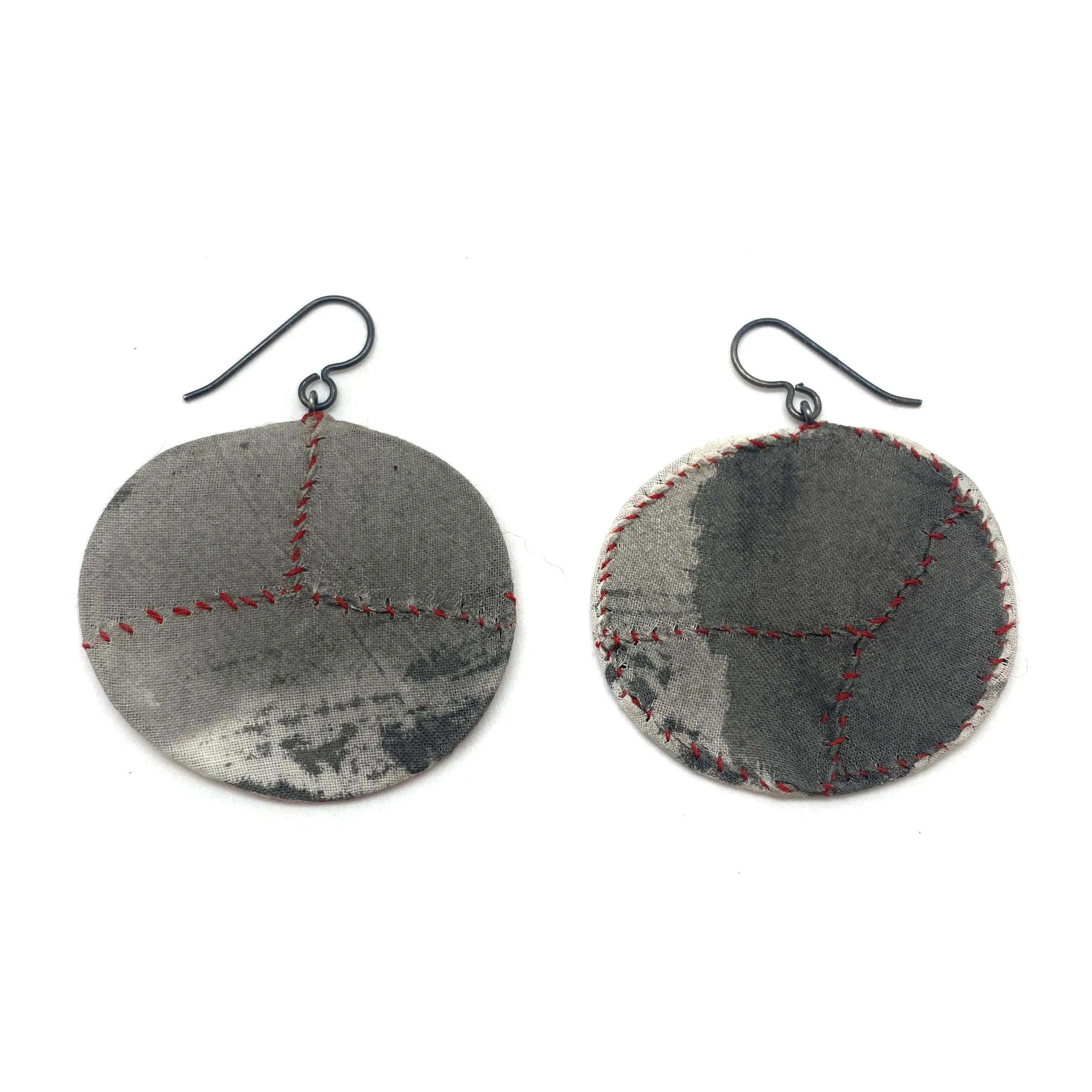 Black, White & Red Oval Earrings