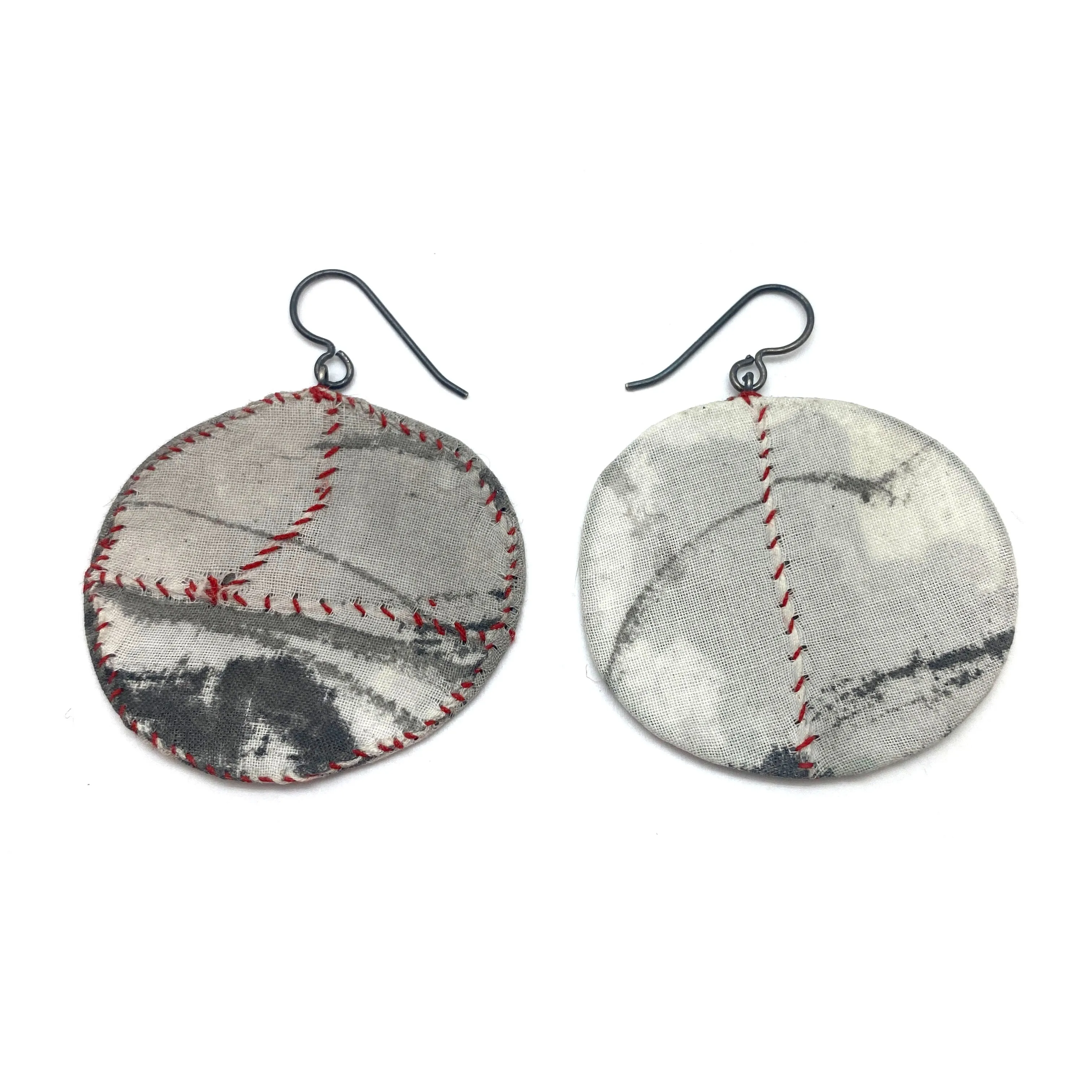Black, White & Red Oval Earrings