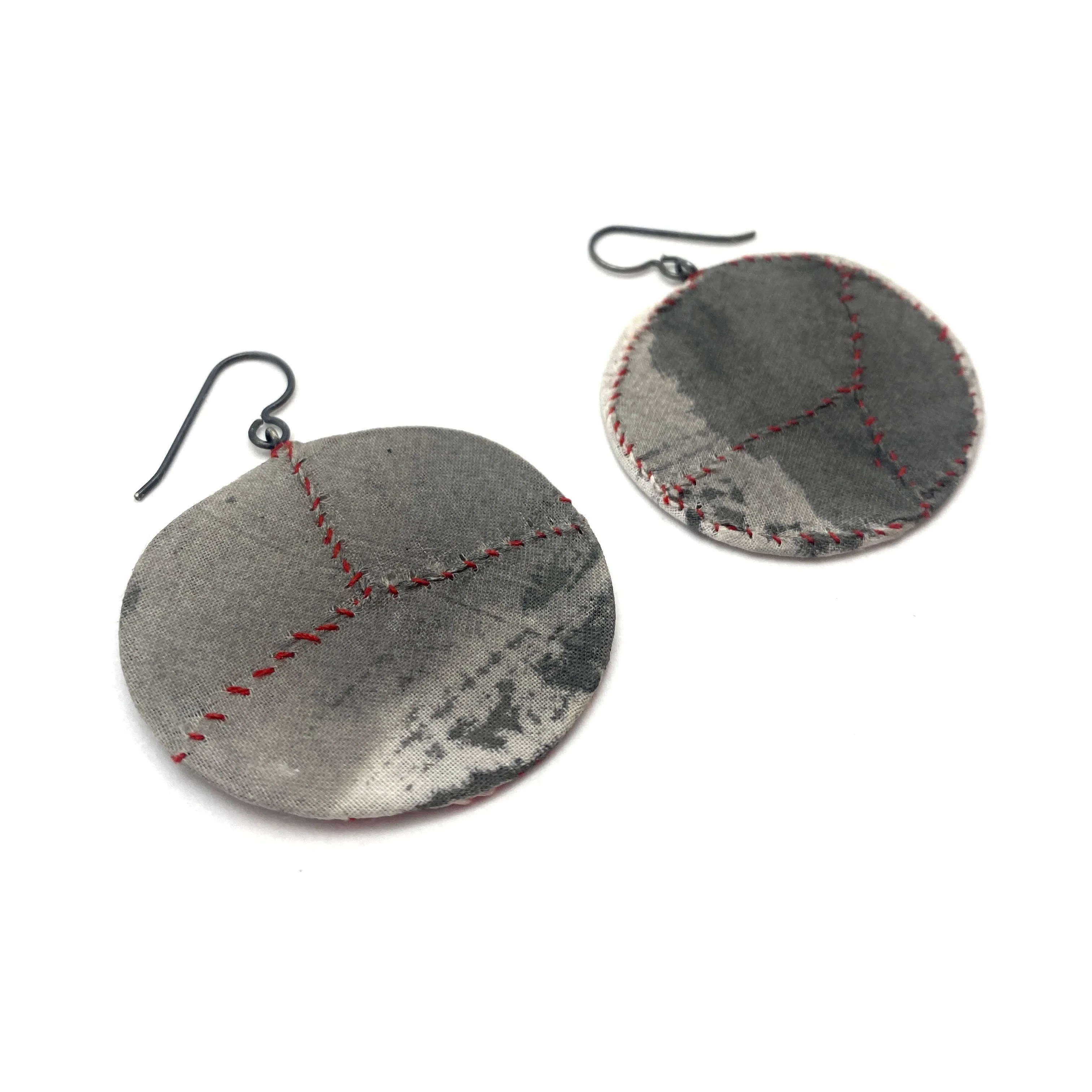 Black, White & Red Oval Earrings