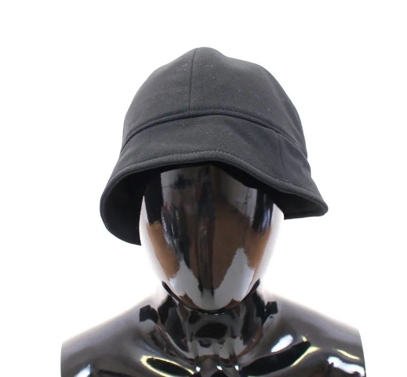 Black Wool Silk Logo Hat Cappelo