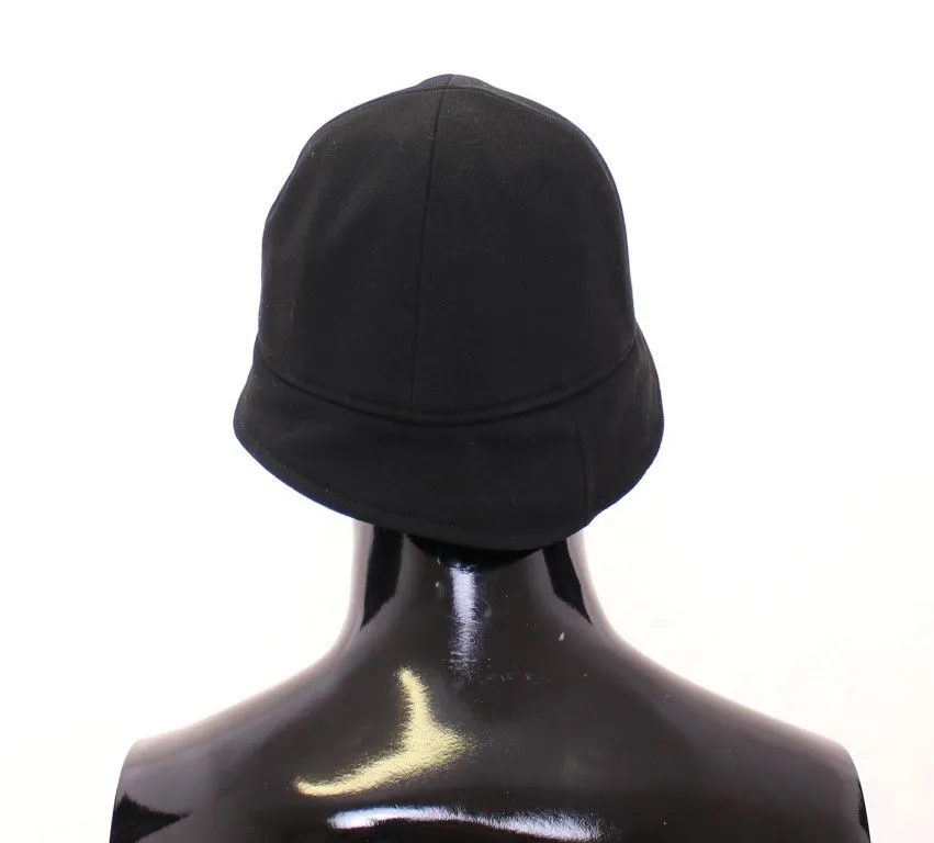 Black Wool Silk Logo Hat Cappelo
