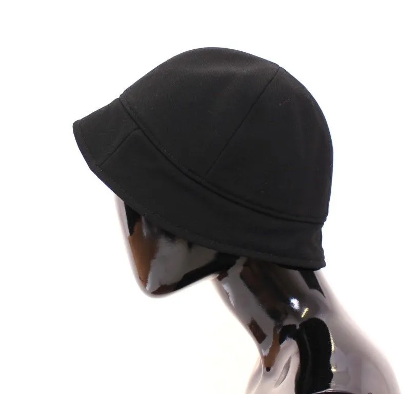 Black Wool Silk Logo Hat Cappelo