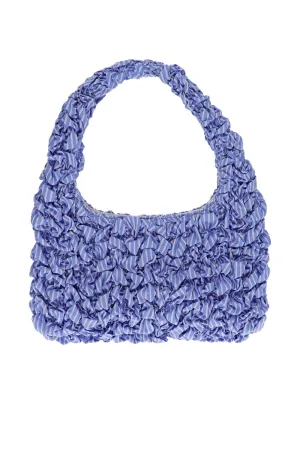 Blue Stripe Smocked Mini Hobo Bag