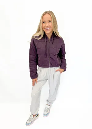 Bobi Long Sleeve Hoodie Cropped Jacket - Raisin
