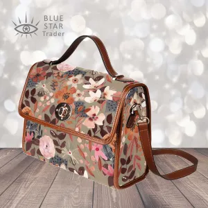 Boho Taupe Floral Cottagecore Crossbody Purse Satchel Hand Bag