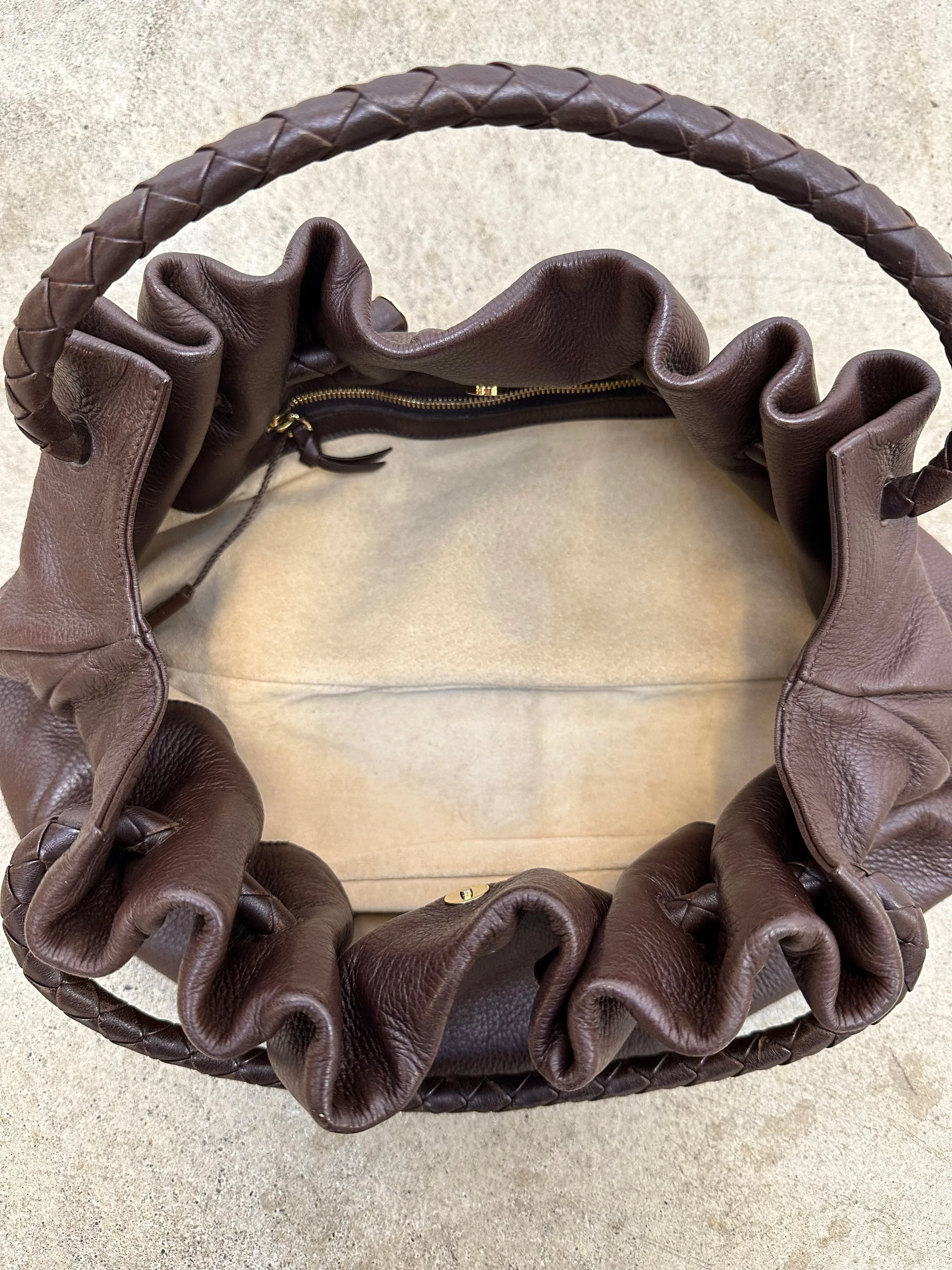 Bottega Veneta Ebano Cervo Intrecciato Hobo Bag