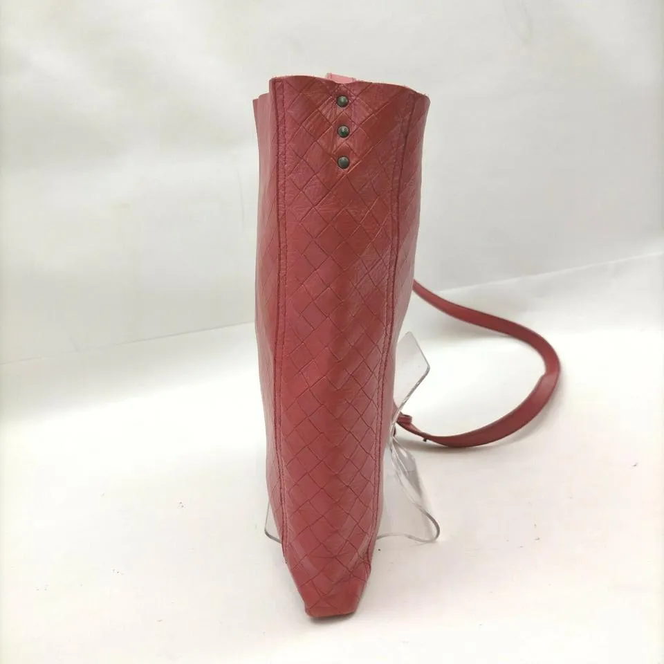 Bottega Veneta Quilted Red Leather Messenger Hobo 861217