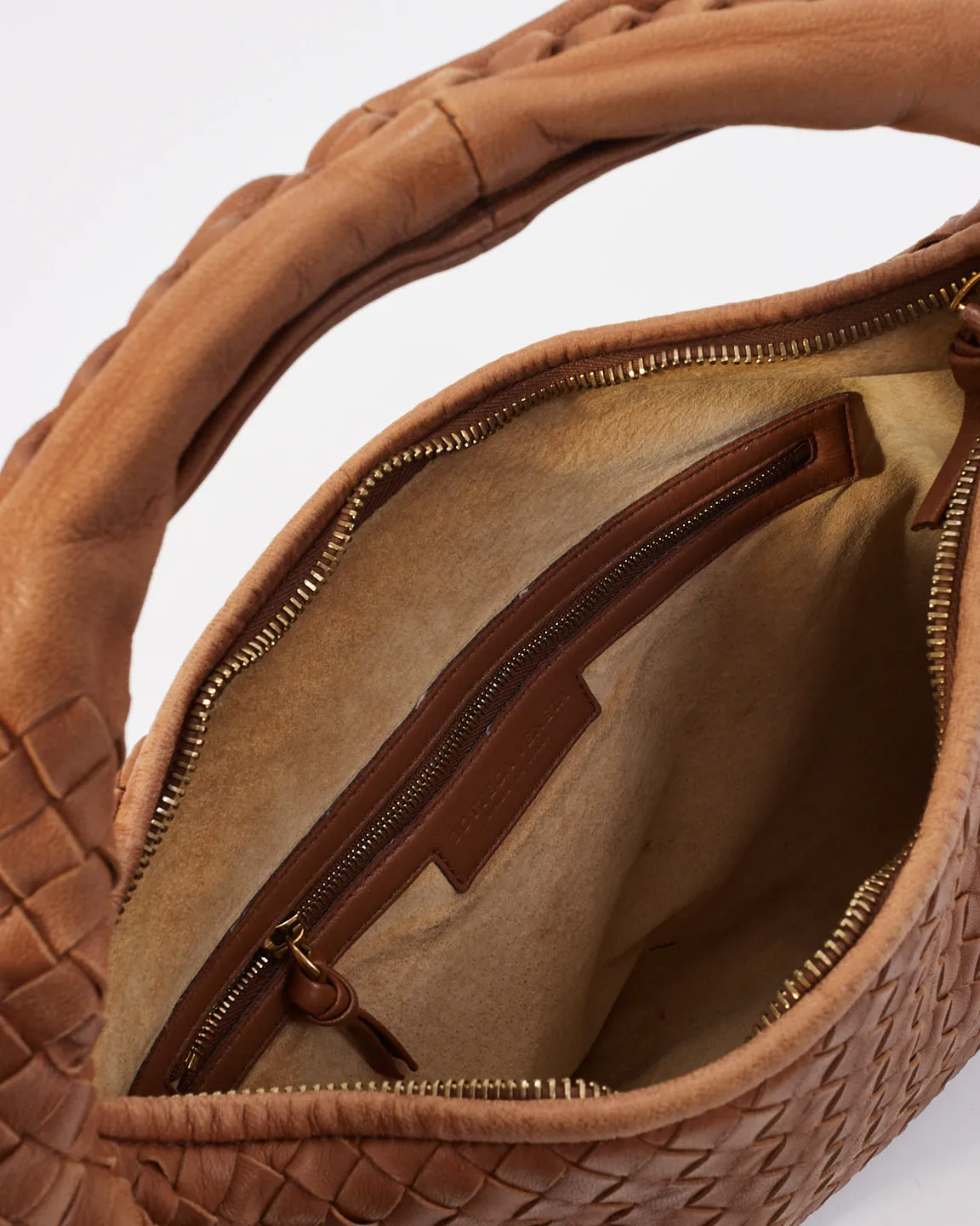 Bottega Vintage Beige Leather Intrecciato Hobo Bag
