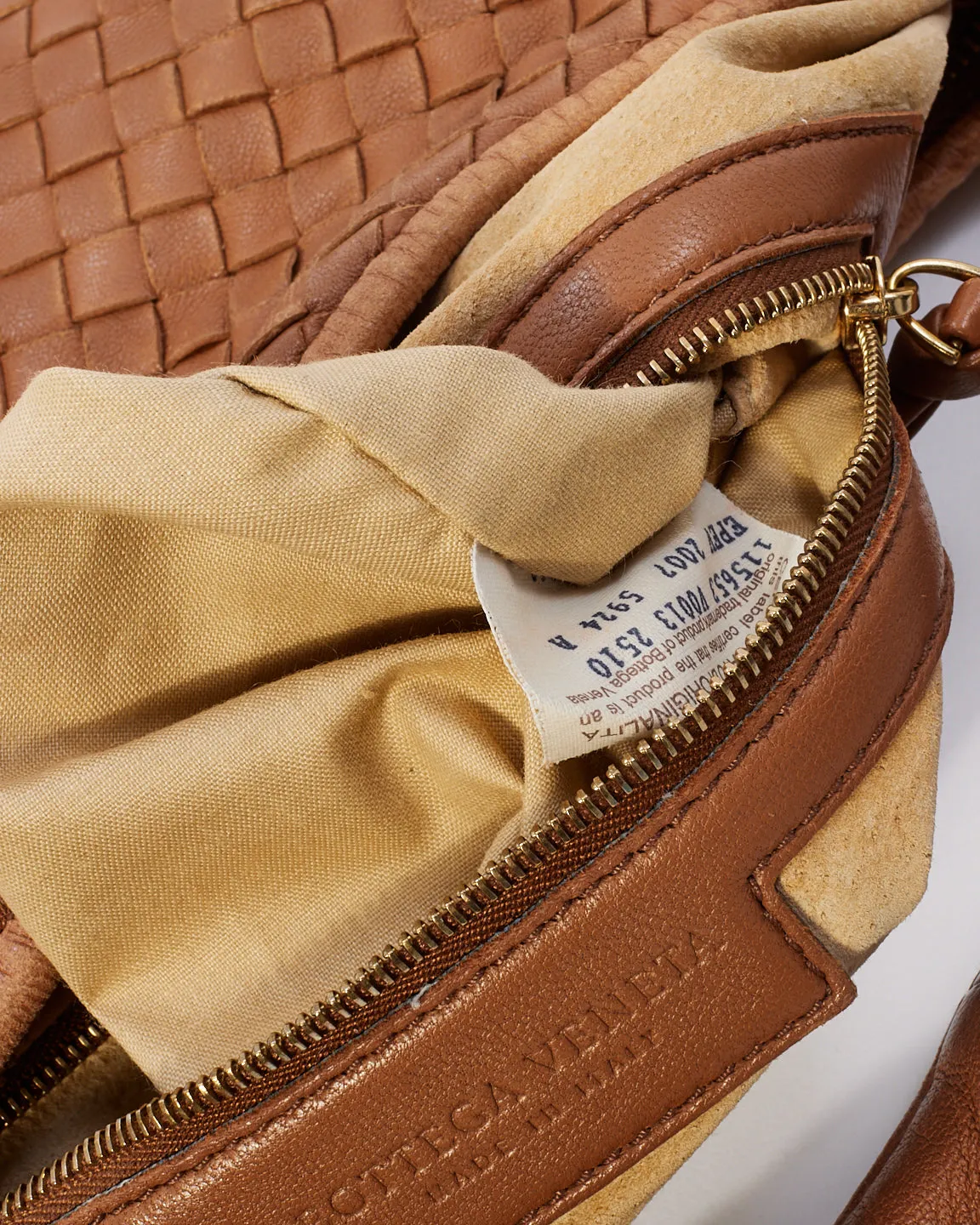 Bottega Vintage Beige Leather Intrecciato Hobo Bag