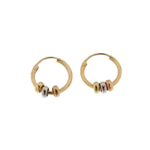 Boucles d'oreilles créoles - Or Jaune, Blanc et Rose 18k (064556)