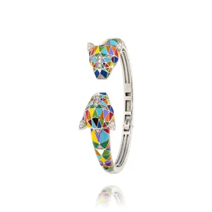 Bracelet Jonc UNASTORIA - Fauve, Argent et Zircons (JO121219)