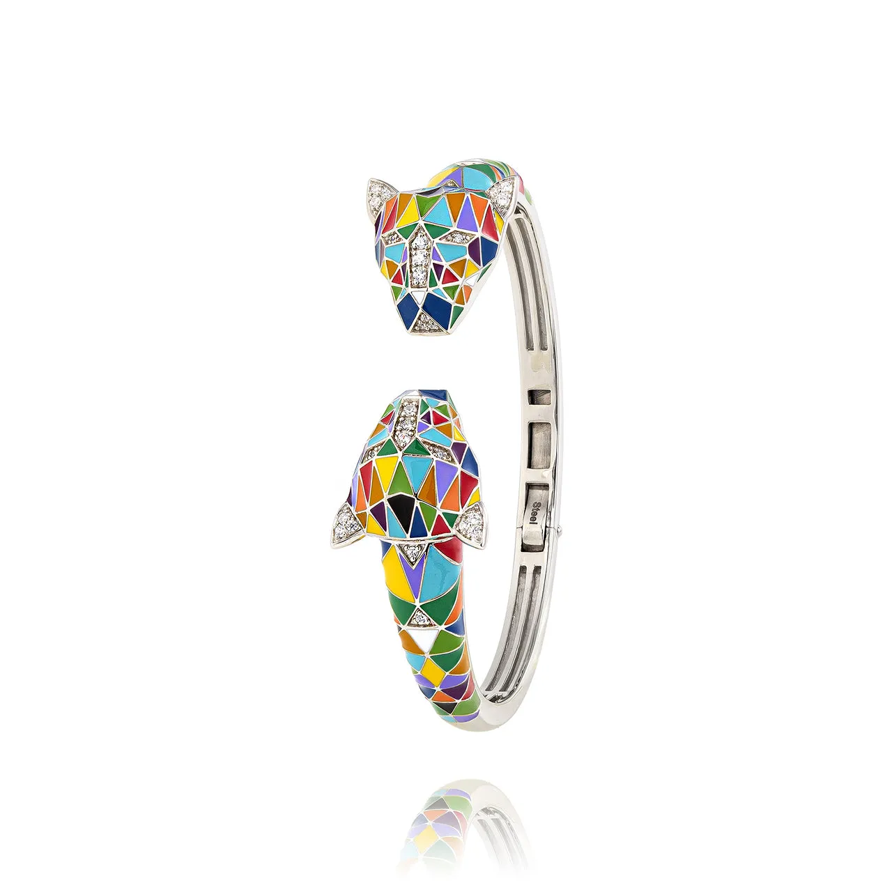 Bracelet Jonc UNASTORIA - Fauve, Argent et Zircons (JO121219)