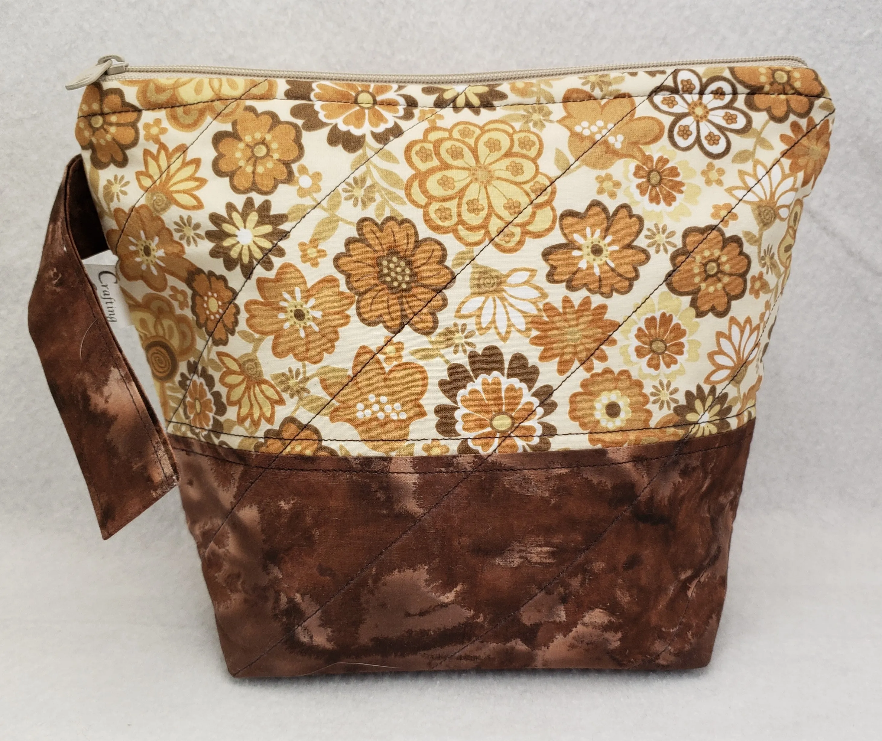 Brown Floral - Project Bag - Small