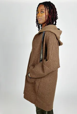 Brown Soft Hooded Coat