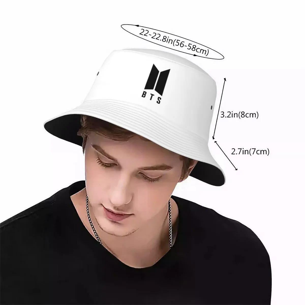 BTS logo Bucket Hat White