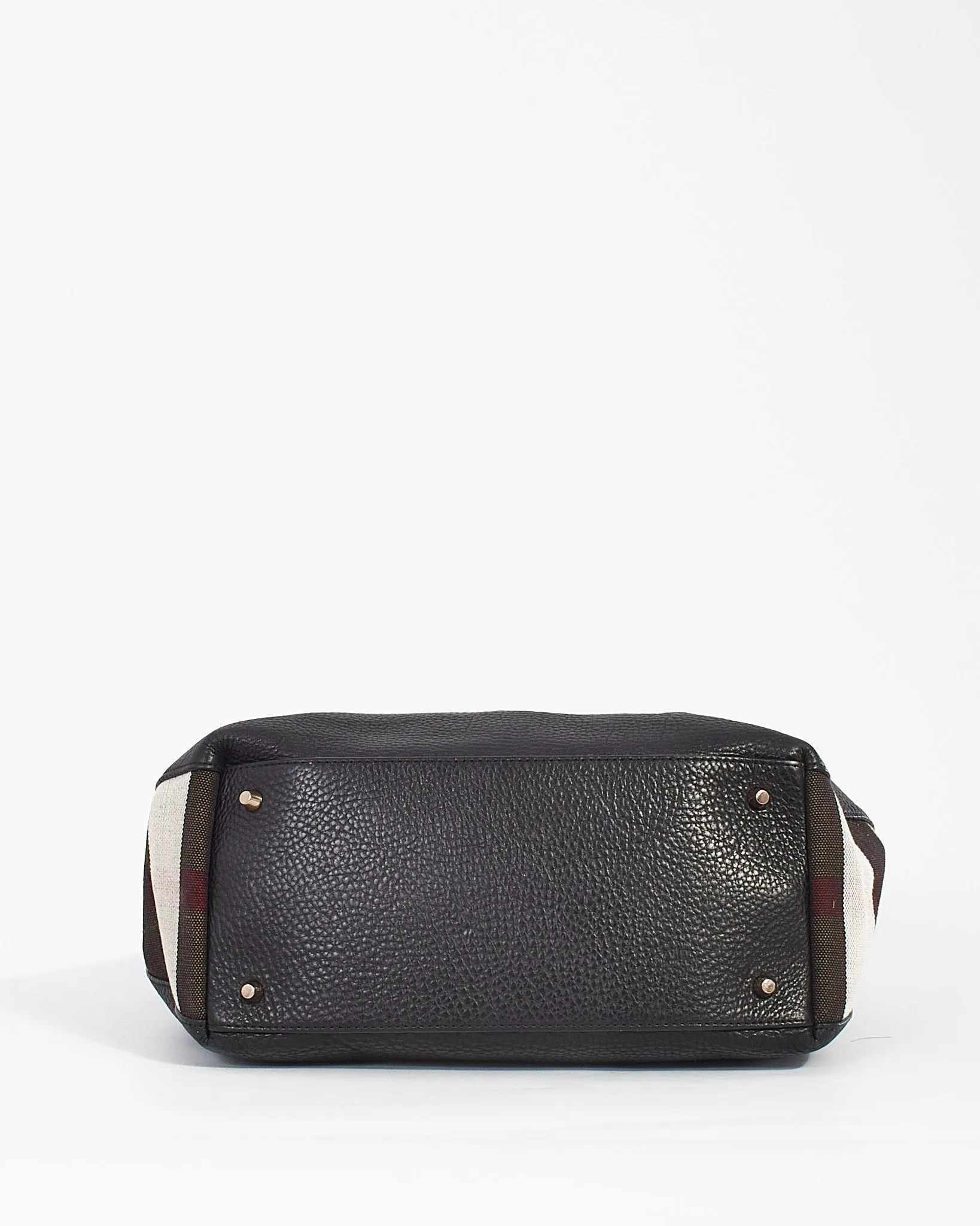 Burberry Black Leather/ Canvas Nova Check Hobo Bag