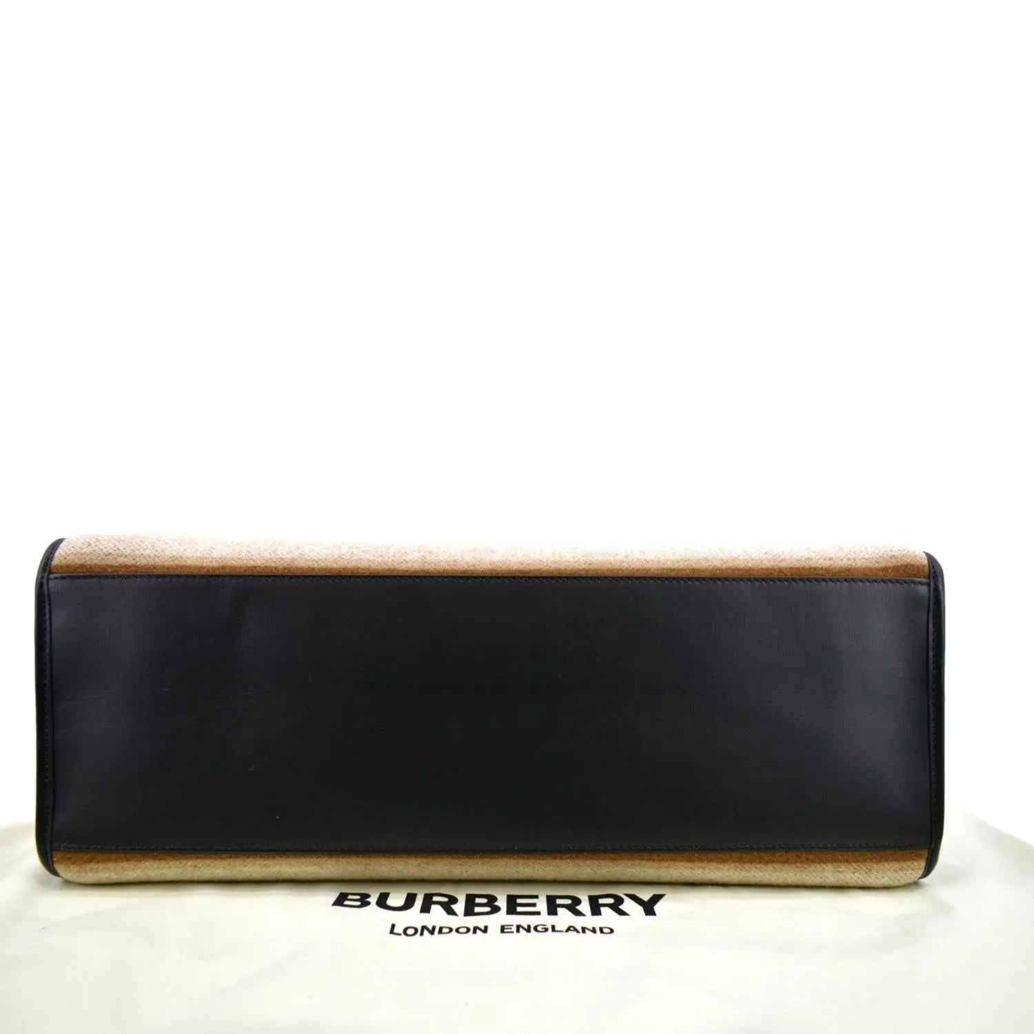 BURBERRY Freya Medium Calfskin Leather Canvas Hobo Natural