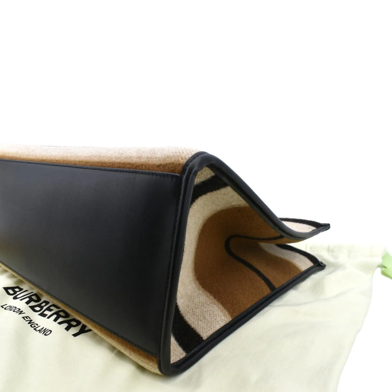 BURBERRY Freya Medium Calfskin Leather Canvas Hobo Natural