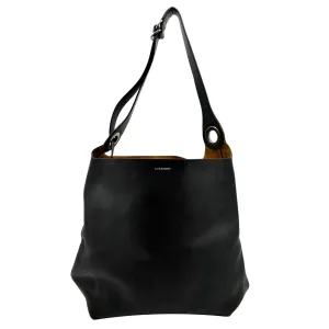 BURBERRY Medium Grommet Smooth Calfskin Hobo Bag Black