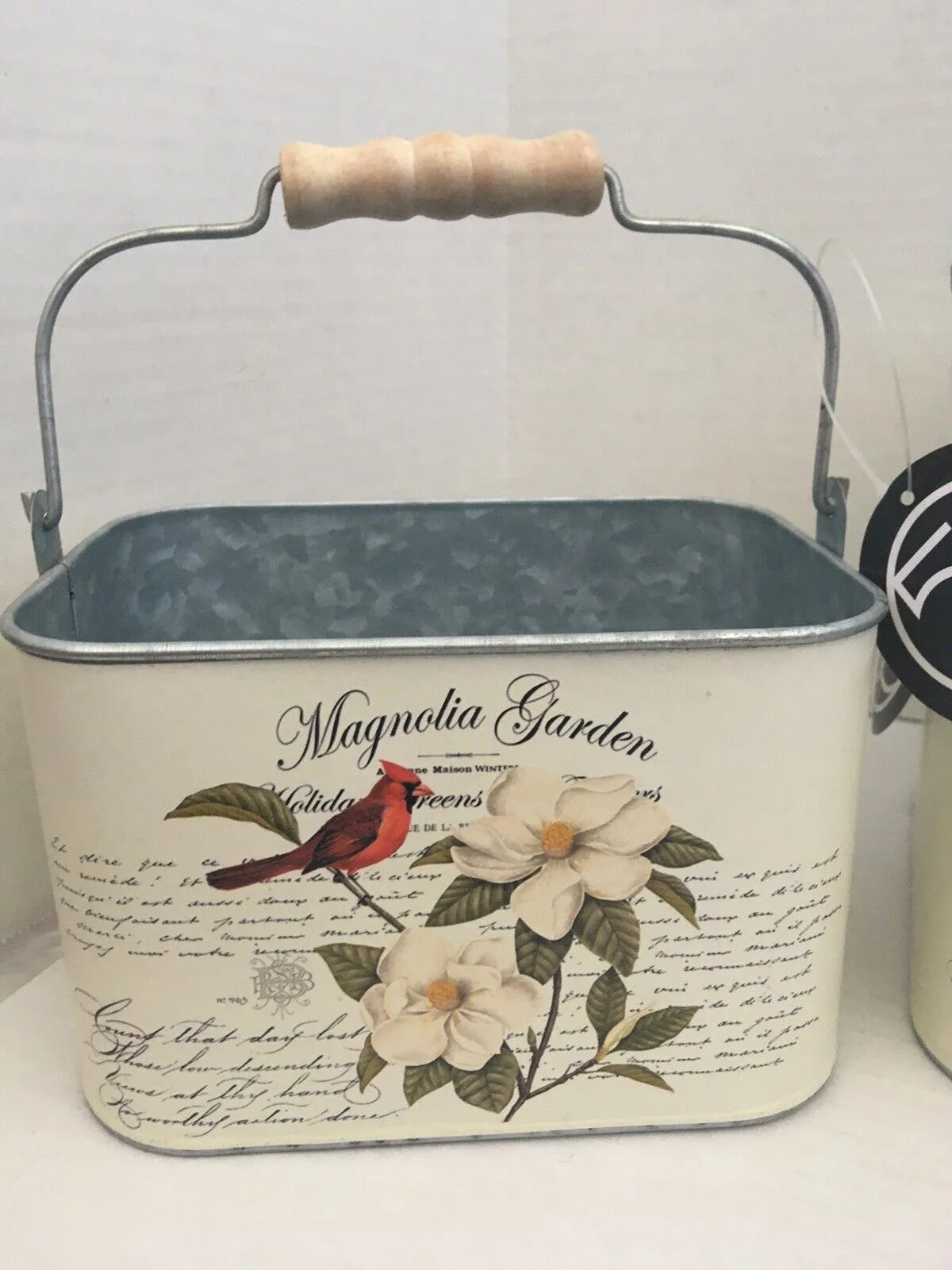 Cardinal Magnolia Garden Decorative Tins Bucket