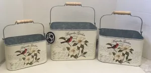 Cardinal Magnolia Garden Decorative Tins Bucket