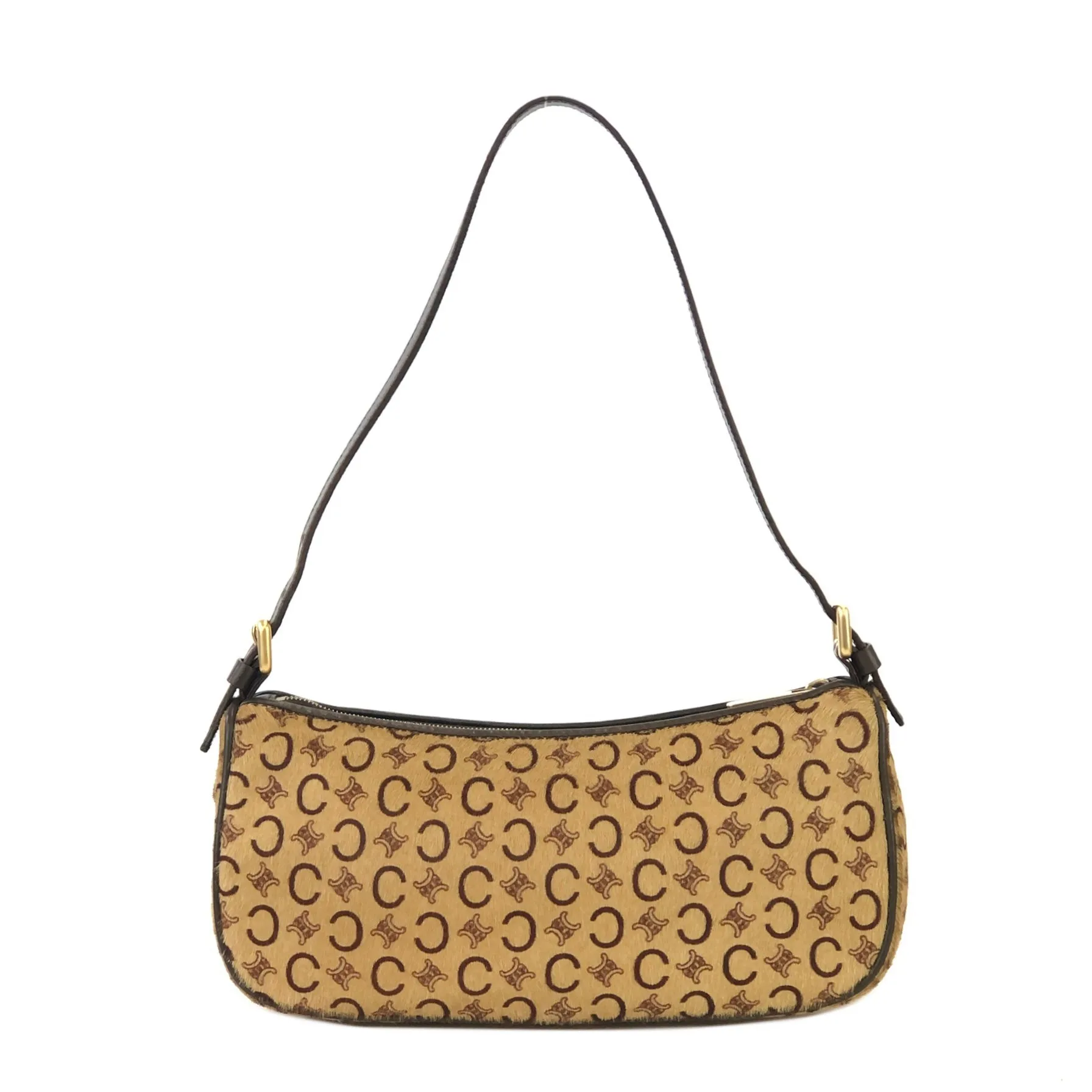 CELINE C Macadam Unborn Calf Handag Hobobag Beige Old Celine Vintage 4xy2gk